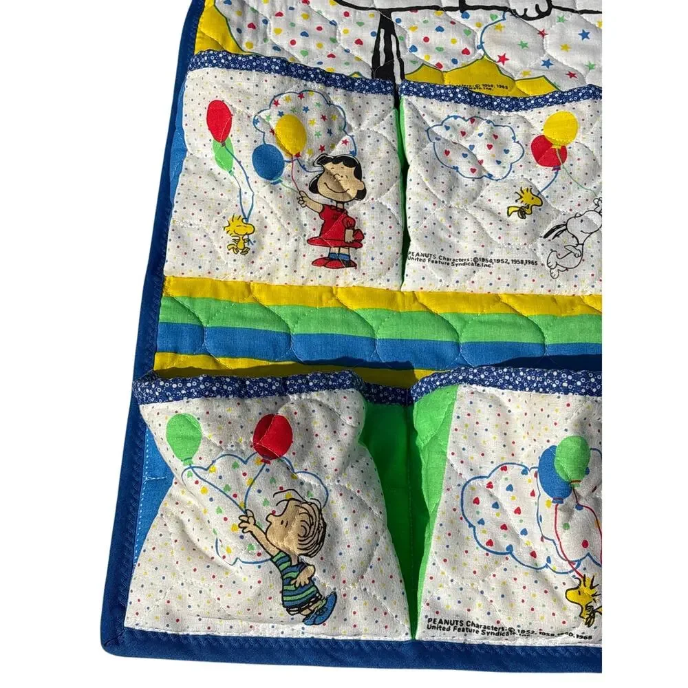 Peanuts Quilted Hanging Organizer in Yellow, Blue, Red, Green